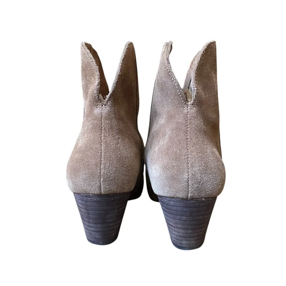 Splendid Paige Suede Western Heeled Ankle Bootie Brown - size 10
